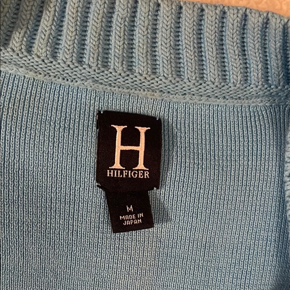 Tommy Hilfiger Blue V-Neck Sweater with Ribbed Details - Picture 2 of 4